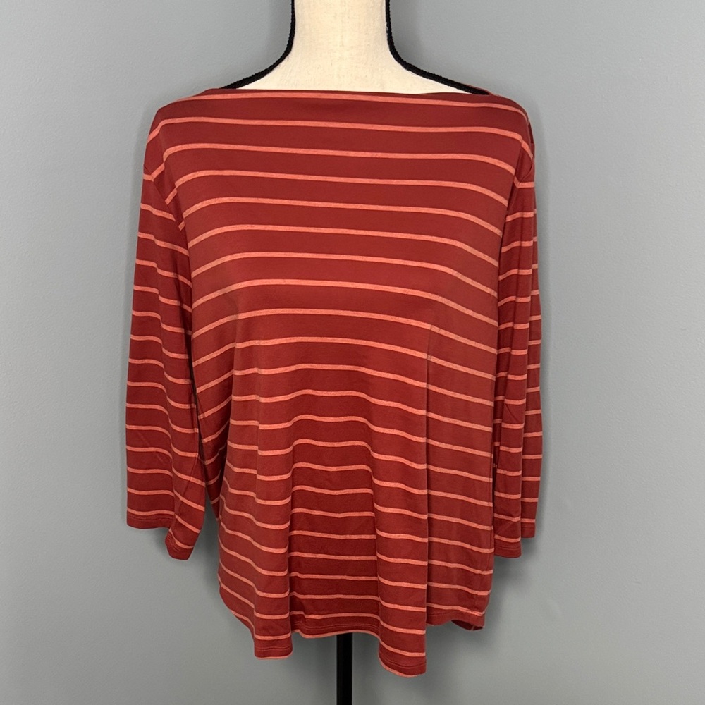Pendleton Women's Red/Orange Striped Boatneck Top Sz XL